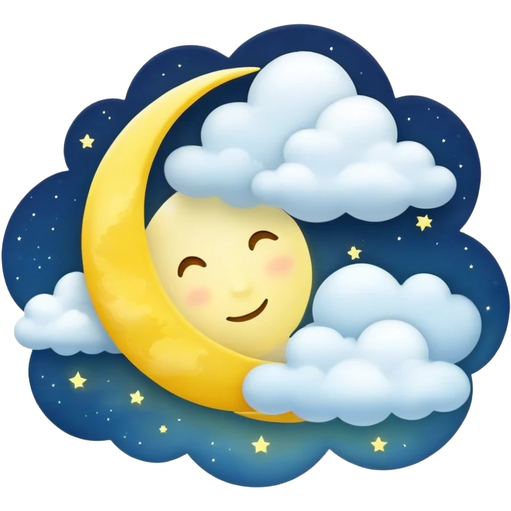 Yellow Moonlight and mini cloud left and right side with beautiful finish  emoji
