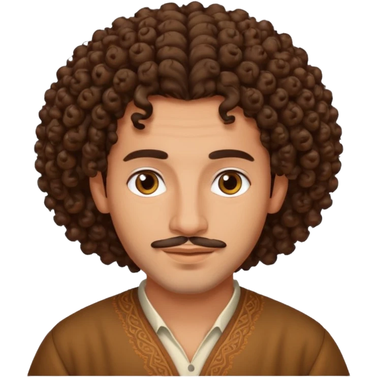 One moroccan guy with curly hair and brunette, beautiful emoji