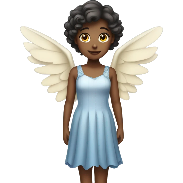 Girl wearing a pretty dress with wings emoji