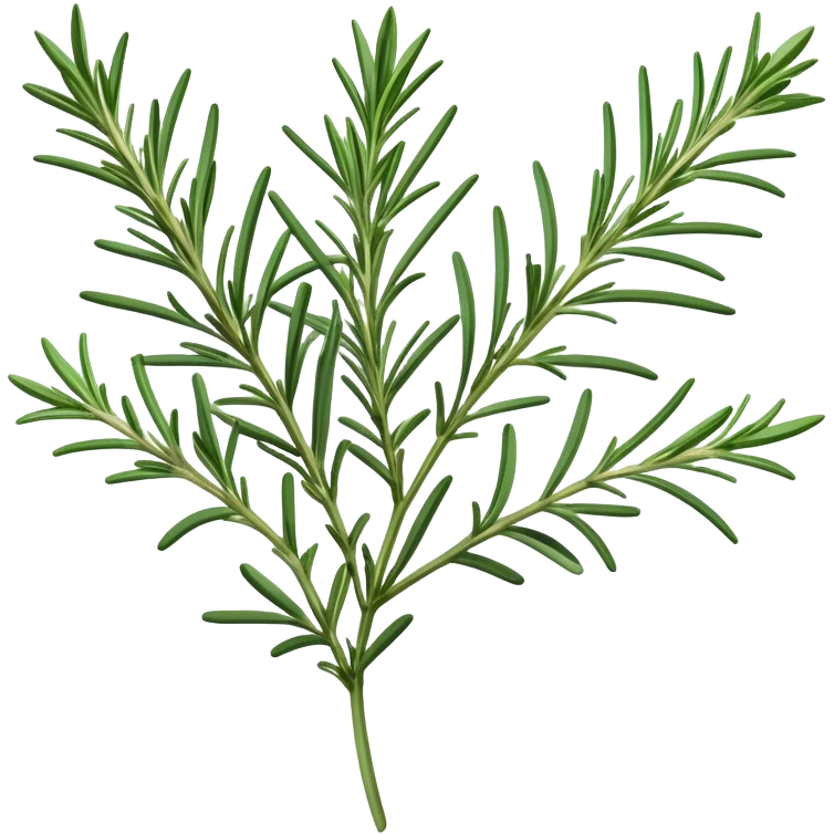 Cinematic Realistic Rosemary Emoji, Fragrant and fresh, with slender green stems covered in needle-like leaves, which release a distinctive herbal scent. The plant seems to exude energy, with soft sprigs of leaves stretching upwards. Soft glowing outline, capturing the essence of earthy healing and aromatic delight in a sprig of rosemary! emoji