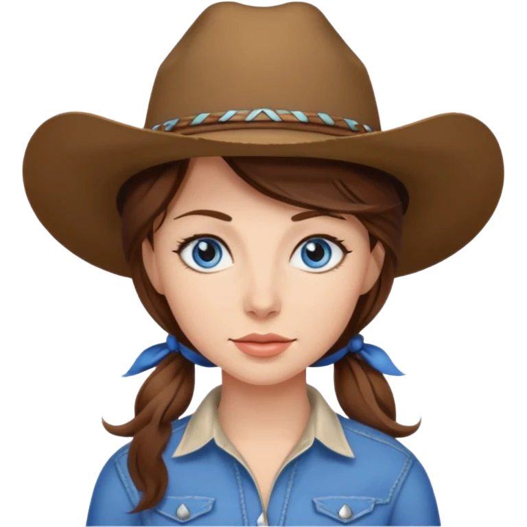 Cowgirl brown hair, estroil blue emoji