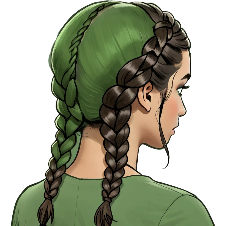 Back of brunettes head with braid emoji