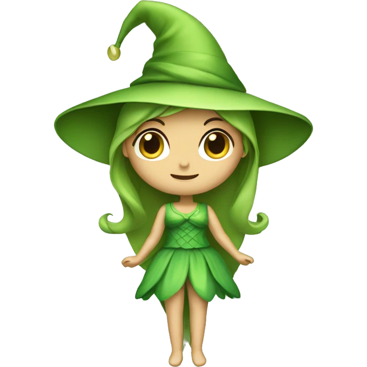 Fairy green dress and green pointed hat emoji