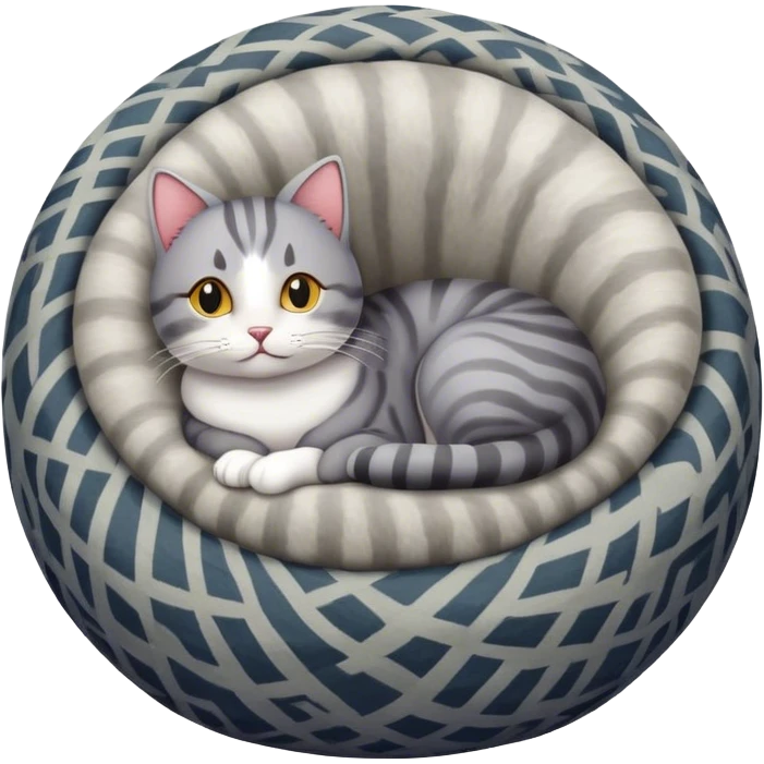 the cat sleeps on the rug curled up in a ball emoji