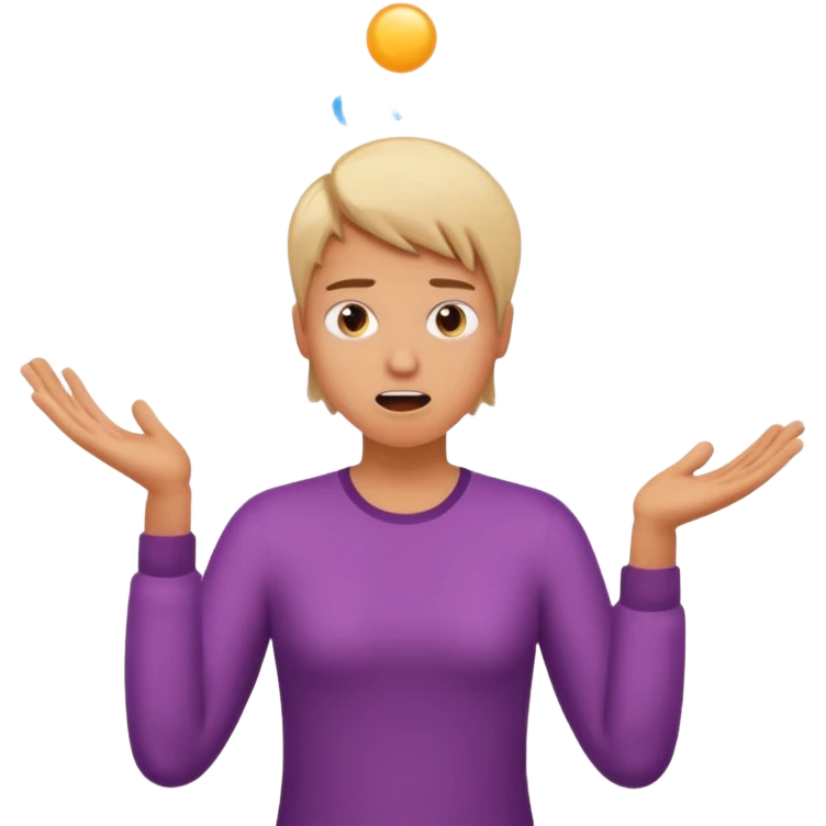 create an emoji of a gender neutral person juggling lots of work looking very stressed out emoji