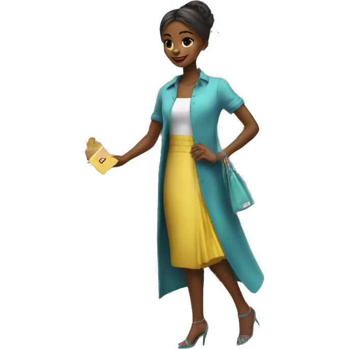 A fancy girl swiping the card at a clothes shop emoji