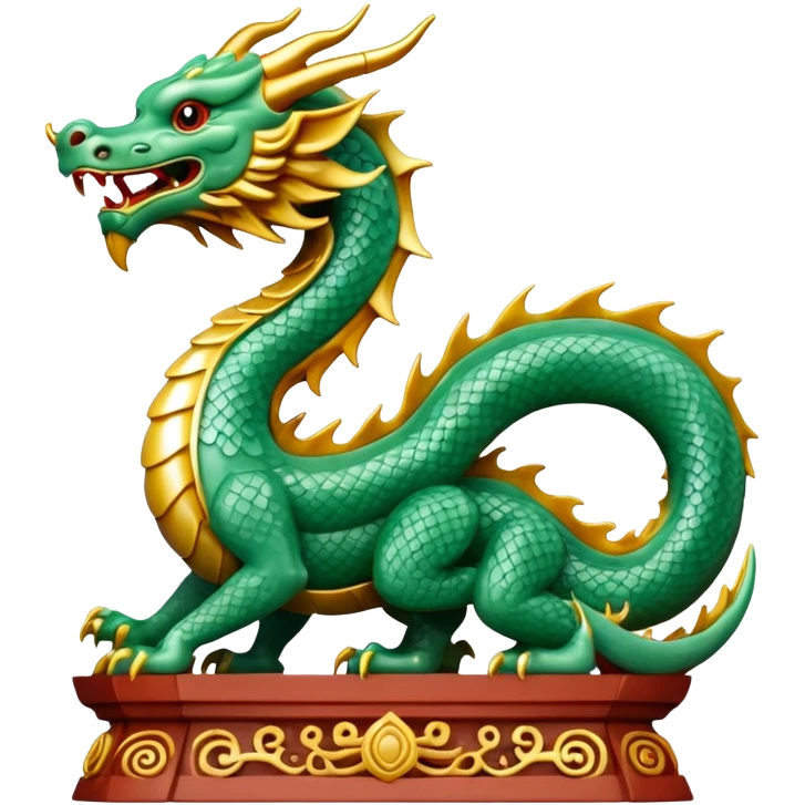 A dragon statue in the style of ancient China made of jade emoji