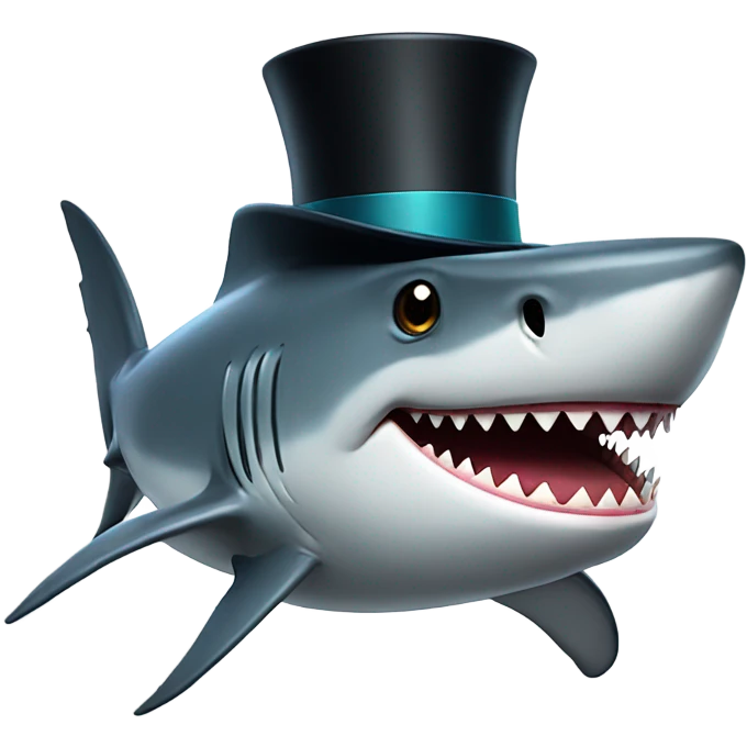 Shark with a top hat emoji