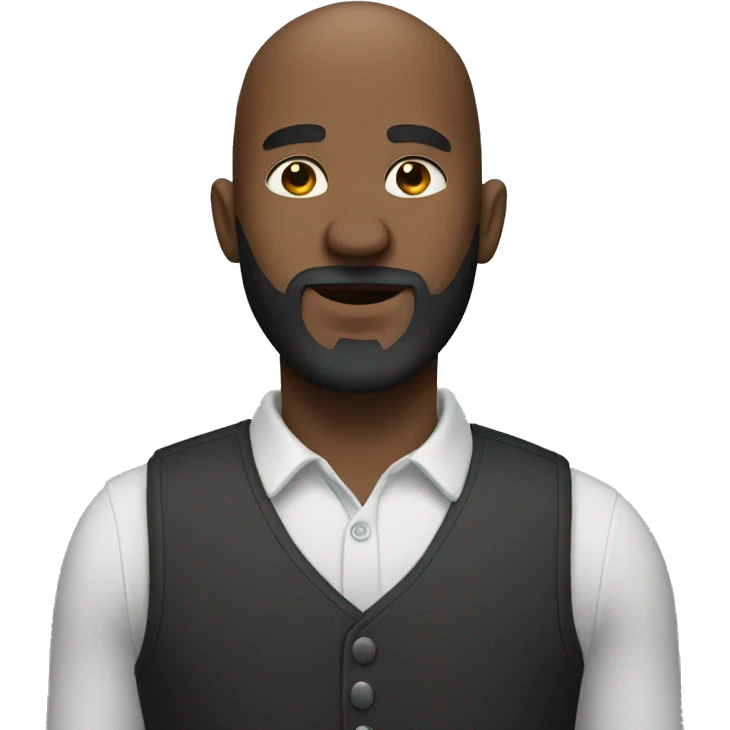 Black Bald man with big beard point up emoji