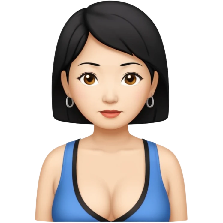Sexy large breasted old asian woman in a low cut top and with black hair emoji