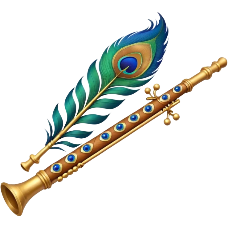 Krishna's flute with peacock feather  emoji