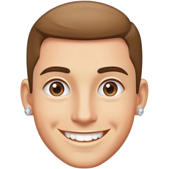 smiling man wearing diamond stud earrings emoji