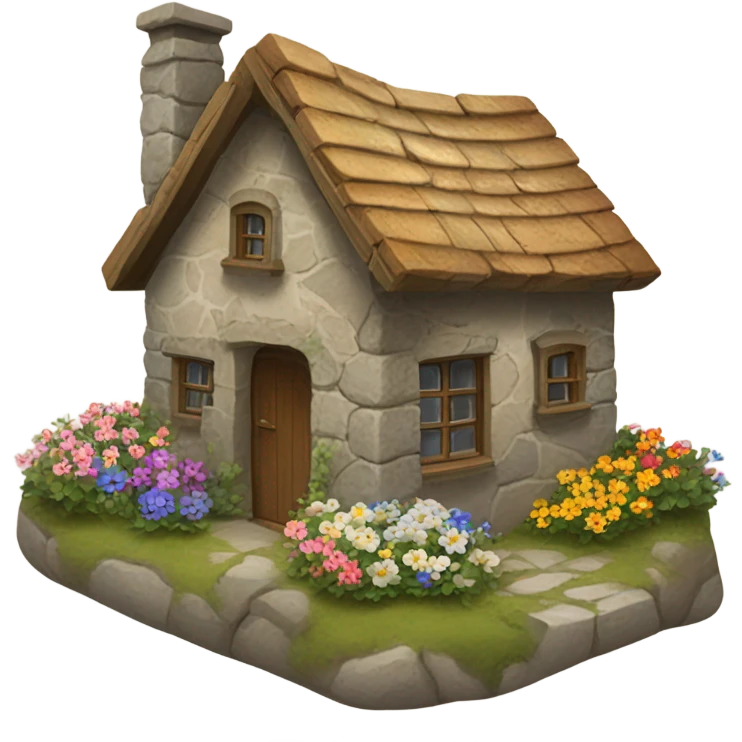Little stone cottage with flowers emoji