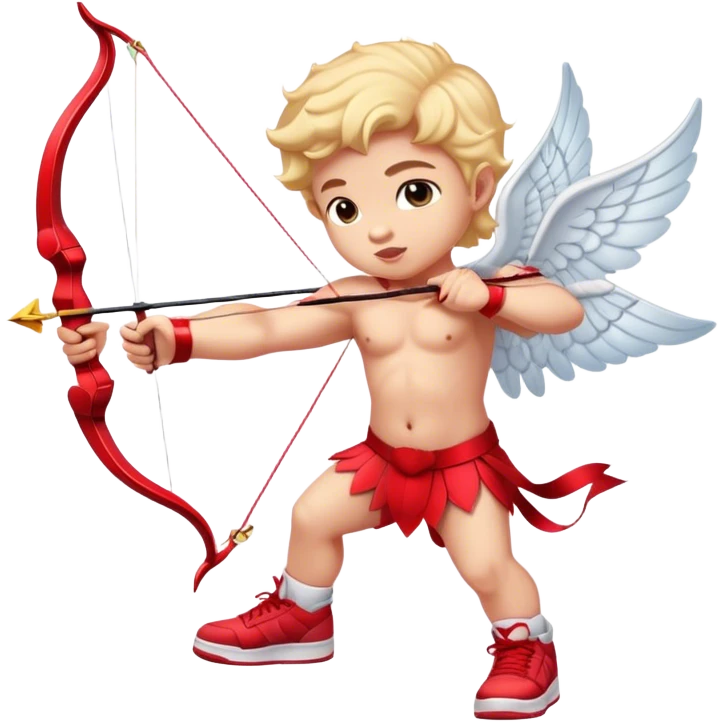 Cupid shooting a bow and arrow wearing air Jordans emoji