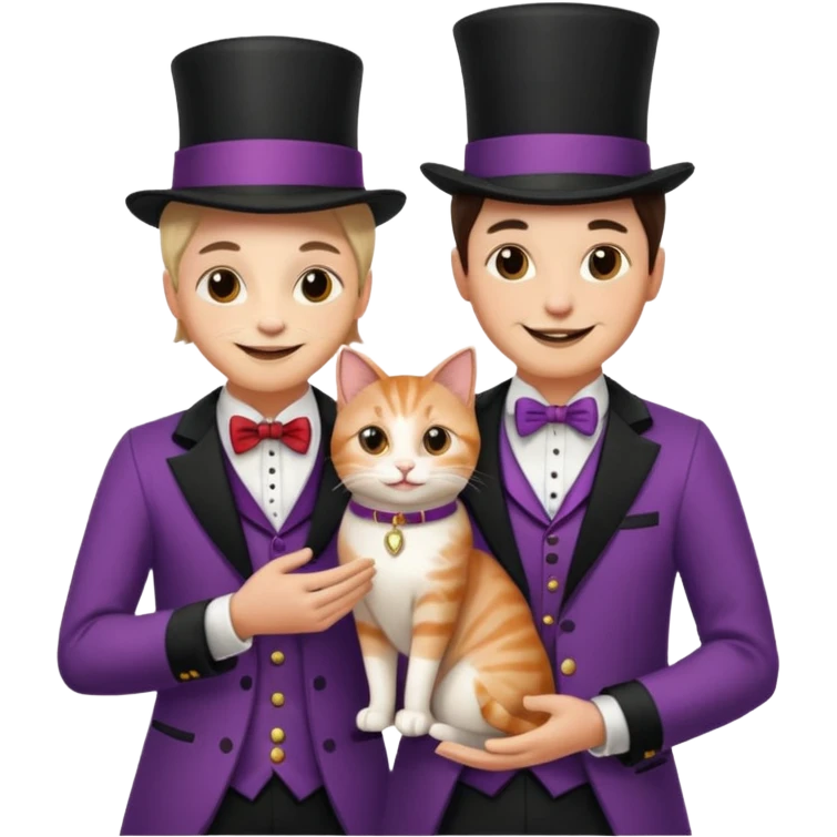 magician couple and their pet cat emoji