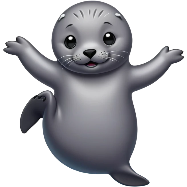 A seal grooves to the beat, dancing joyfully on the ice with flips and twirls! emoji