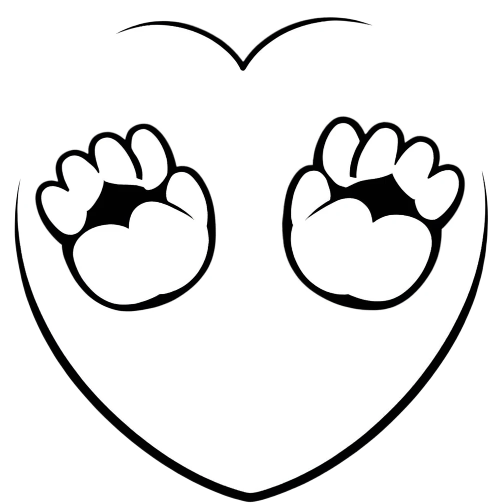 two puppy paws with a white heart on the pad emoji