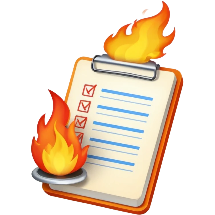 A To-do list on fire. Representing fast completion. emoji