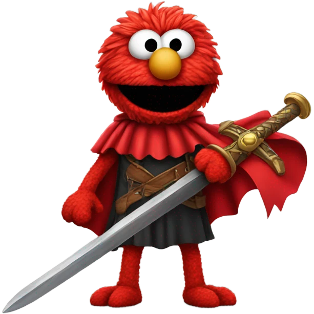 Elmo holding a sword with cape emoji