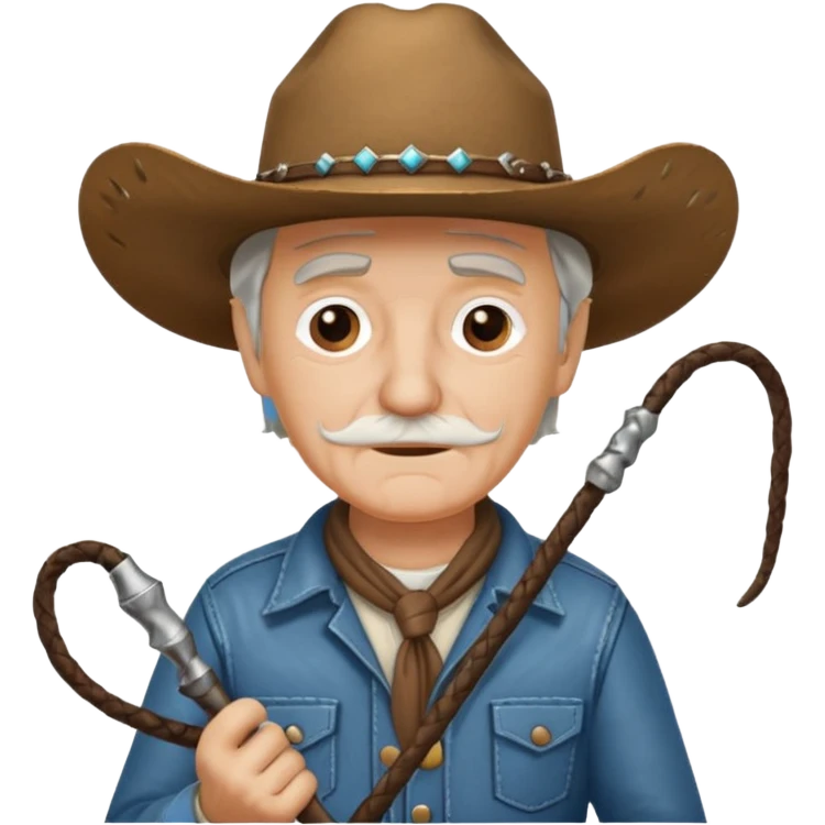 Give this emoji 🤠 a whip make it an old white guy with a whip  emoji