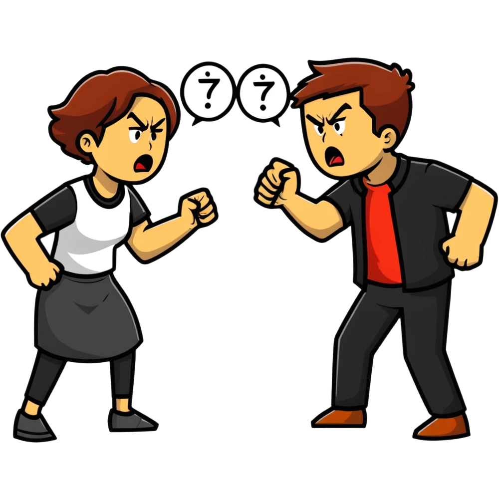 man and woman arguing emoji