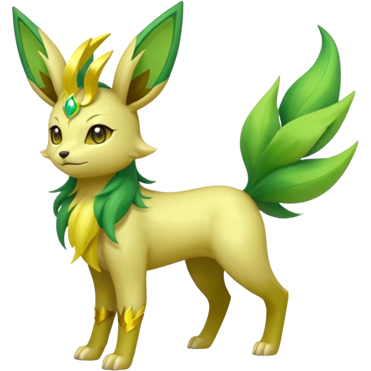 Shiny 4-legged Electrike-Virizion-Bolthund-Leafeon-fusion, full body emoji