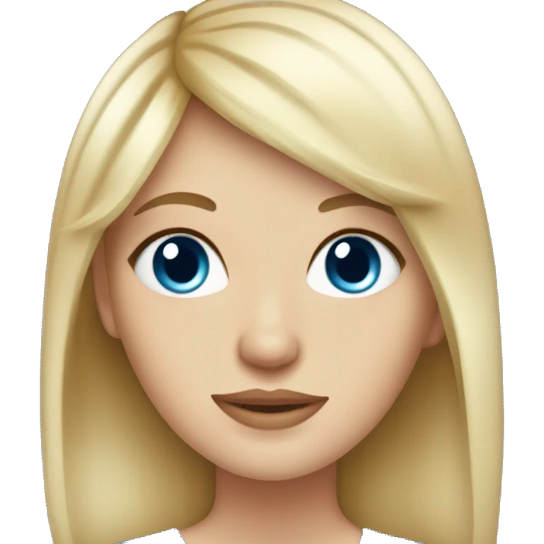 White girl with blonde hair with cut bangs with blue eyes emoji