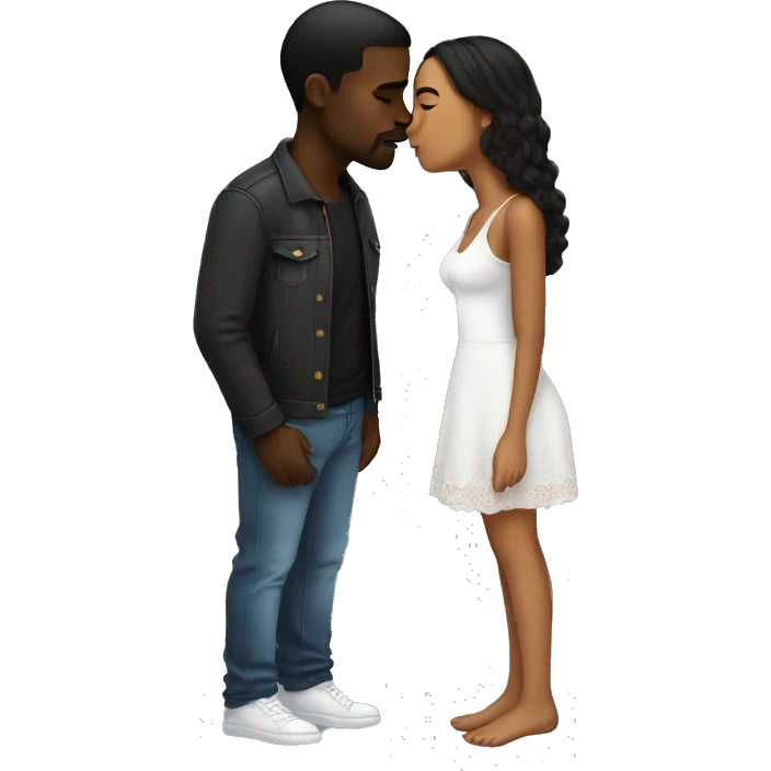 Black boyfriend and Spanish girlfriend kissing  emoji