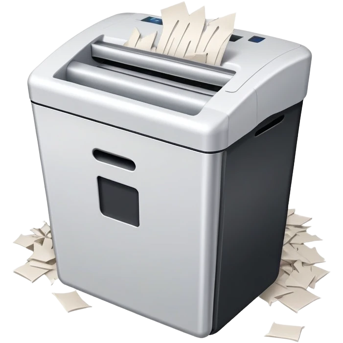 office paper shredder with paper being shredded emoji