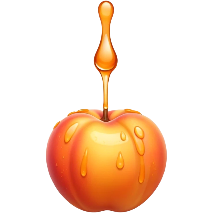 Wet shiny dripping peach emoji
