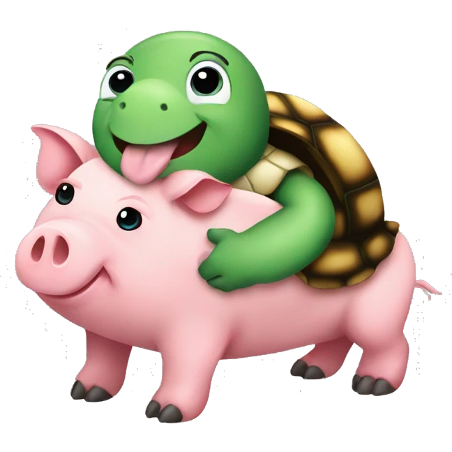 Turtle huging a pig emoji