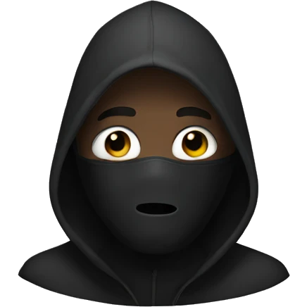 Man with black hoodie and a ghost face mask emoji