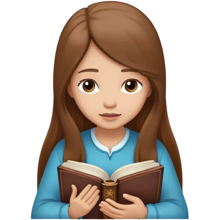 Women praying with a long brown hair and a bible in her hands emoji