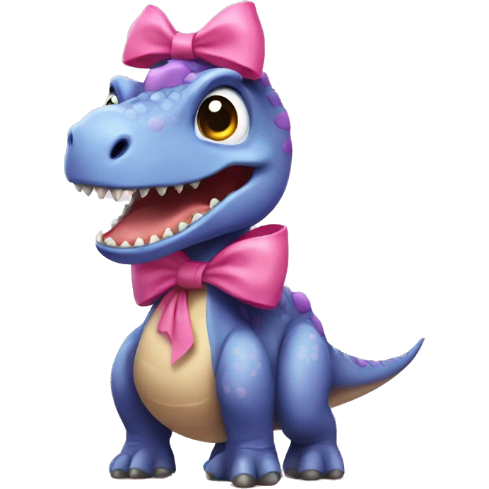 dinosaur with a pink bow on its head emoji