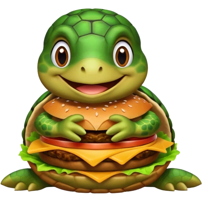 See Turtle eat burger emoji