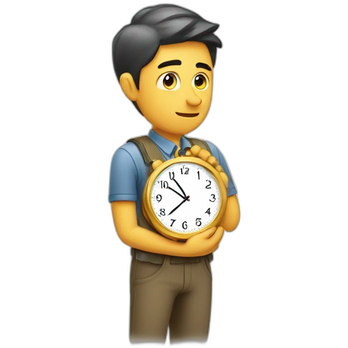 Working men looking at time emoji
