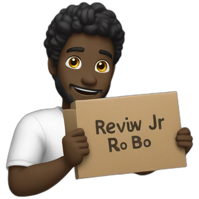 Black cshark holding a sign with the inscription “ReviewsJr” emoji