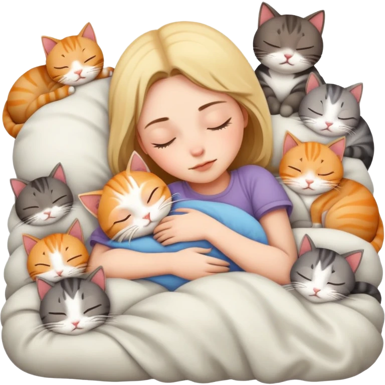 Девушка спит с кошками  emoji