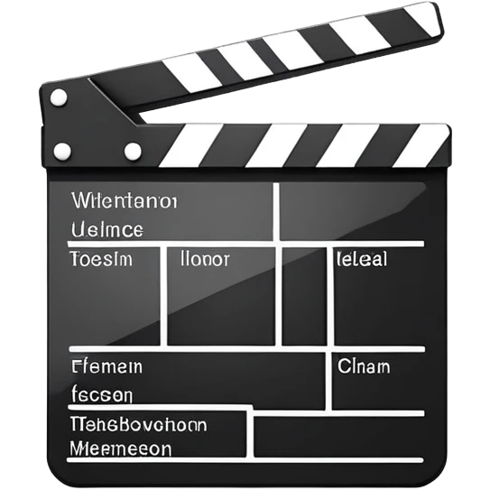Ultra minimal black and white film clapperboard with just essential elements, clean geometric iOS emoji style, most simplified possible version emoji