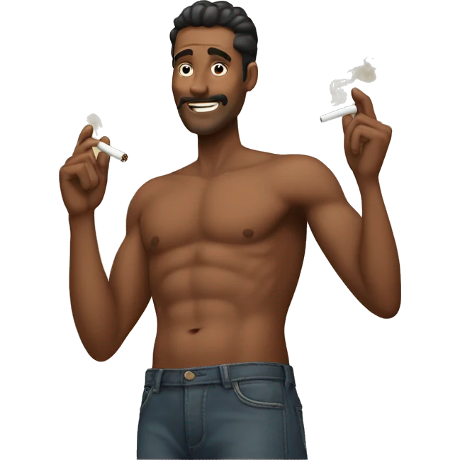 a man with six packs smoking cigs emoji