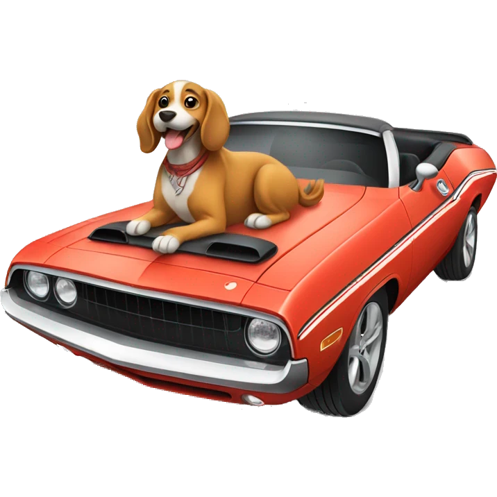Dog riding a dodge challenger emoji