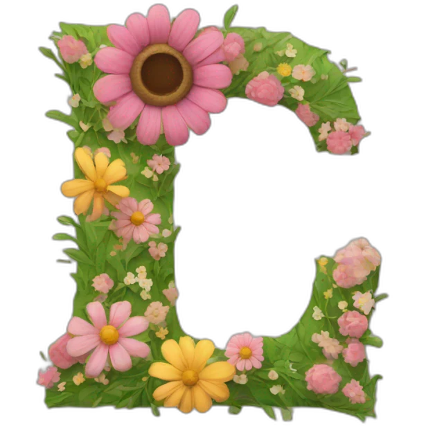 Letter E with flowers around emoji