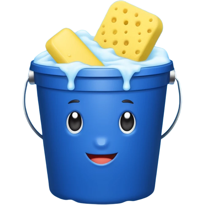 I want emoji with dark blue bucket that is filled with dtergent nd hace car wash sponge in yellow color emoji