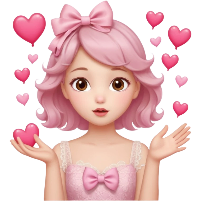 อ่อนโยน ขี้อ้อน เชื่อในความรัก
ลุคอิโมจิ:

ดวงตาน้ำตาลอมชมพู หวานฉ่ำ

แก้มชมพู หัวใจลอยรอบตัว

ผมลอนนุ่ม มีโบว์ / ที่คาดผม

เดรสพริ้ว ลูกไม้
ผิวขาว

ท่าเป่าจุ๊บ
ฟีล: Valentine girl, soft love energy emoji