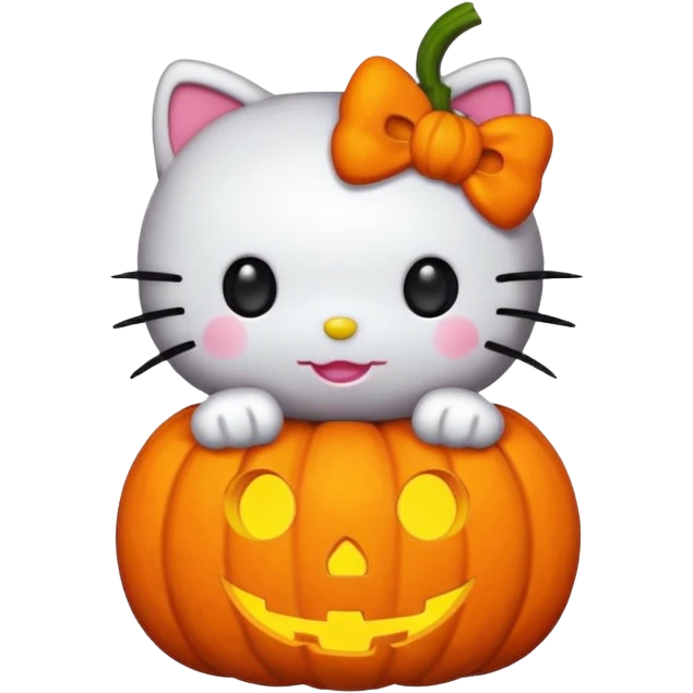 halloween version of hello kitty with pumpkin emoji