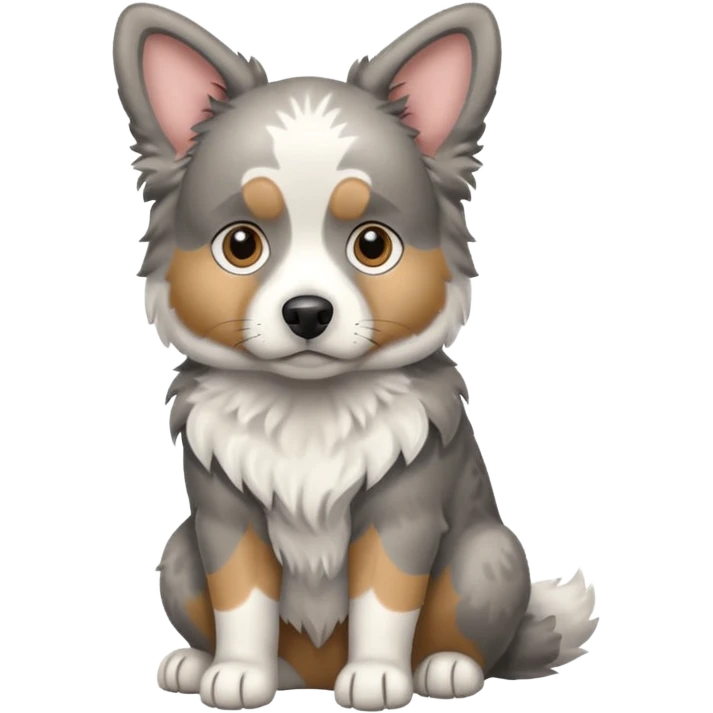 a merle and grey Aussie dog sitting emoji