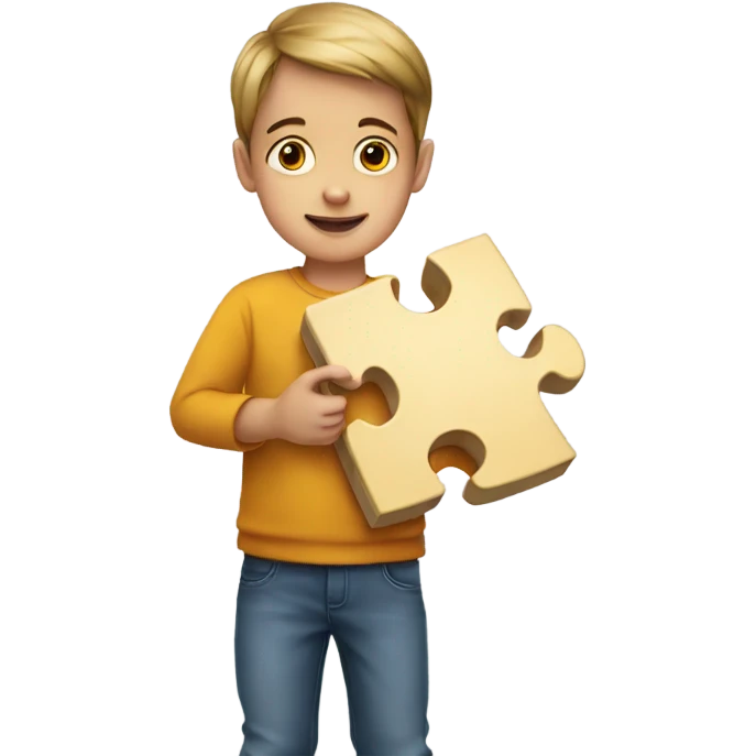 a child with a puzzle in his hands emoji