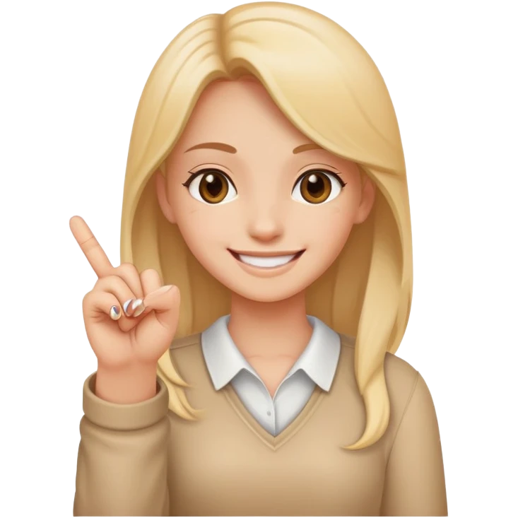 Girl holding up middle finger and smiling emoji