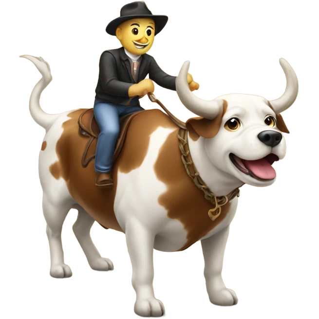 Dog riding a bull emoji