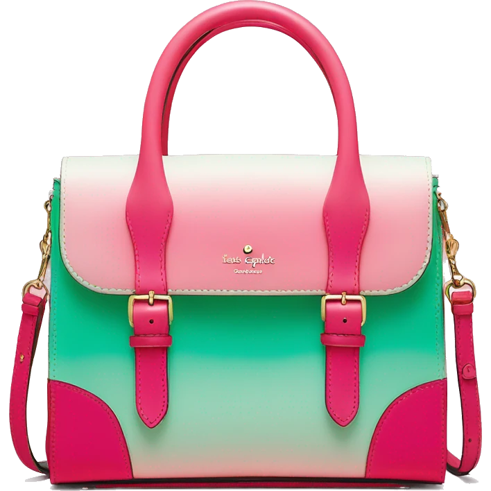 Realistic hot pink to mint green ombre Kate Spade satchel purse without strap. emoji